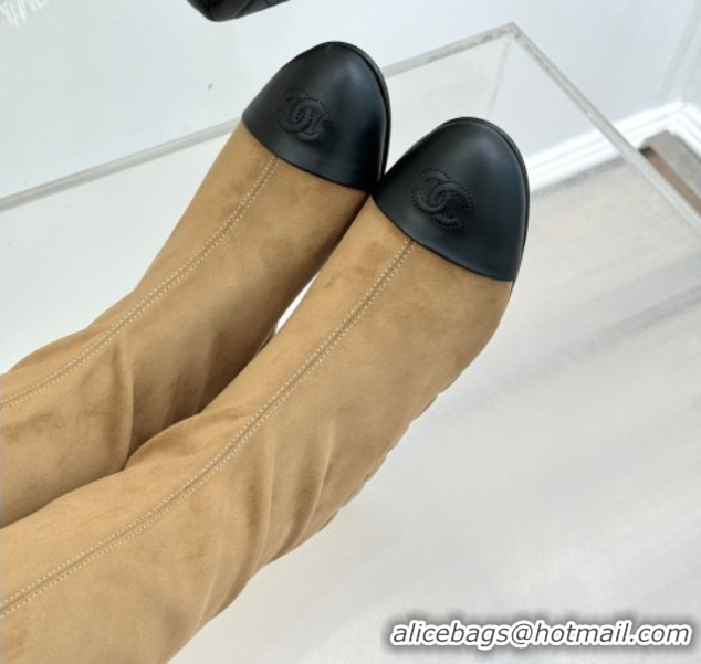 Top Grade Chanel Suede and Calfskin Wedge High Boots 6.5cm Brown 2025 G46563 1103158