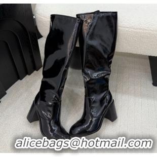 Big Discount Chanel Patent Calfskin Leather Heel High Boots 5cm Black 2025 G46789 1104010
