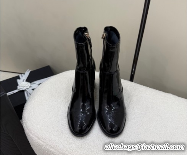 Good Quality Chanel Patent Calfskin Leather Heel Ankle Boots 5cm Black 2025 G46789 1104013