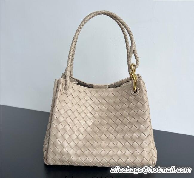 Luxury Cheap Bottega Veneta Large Parachute Shoulder Bag in Intrecciato Leather 796571 Ecru Beige 2025
