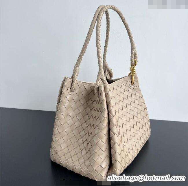 Luxury Cheap Bottega Veneta Large Parachute Shoulder Bag in Intrecciato Leather 796571 Ecru Beige 2025