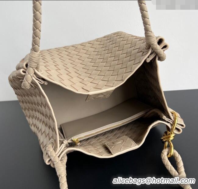 Luxury Cheap Bottega Veneta Large Parachute Shoulder Bag in Intrecciato Leather 796571 Ecru Beige 2025