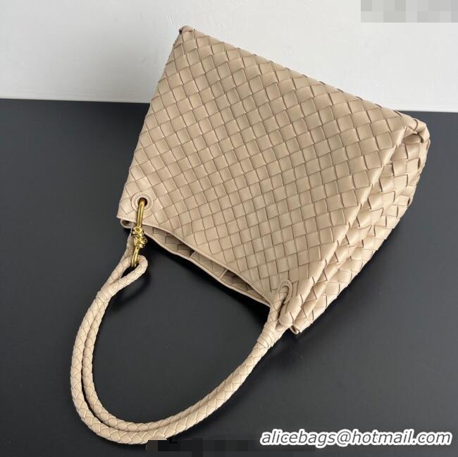 Luxury Cheap Bottega Veneta Large Parachute Shoulder Bag in Intrecciato Leather 796571 Ecru Beige 2025