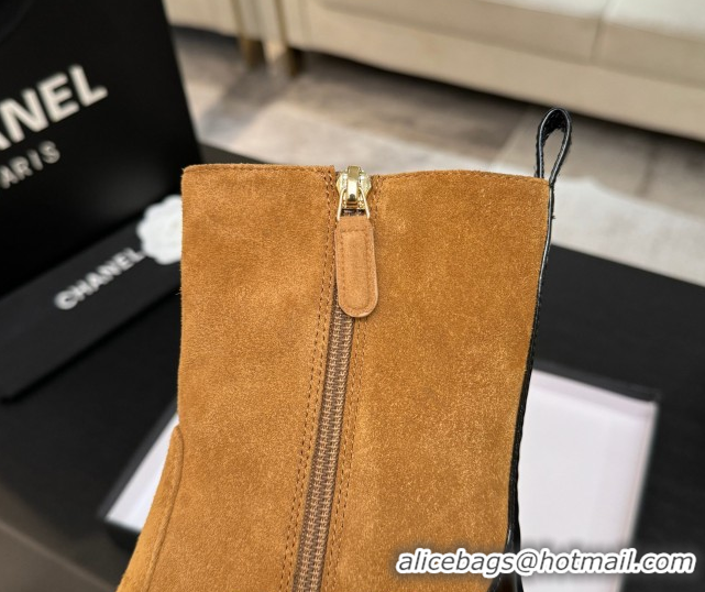 Purchase Chanel Suede & Patent Leather Heel Ankle Boots 4.5cm Yellow 2025 G46789 1104018