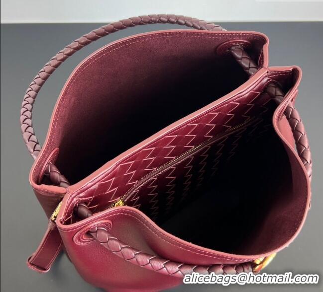 Best Price Bottega Veneta Andiamo Bucket Bag in Calf Leather 844169 Barolo Red 2025