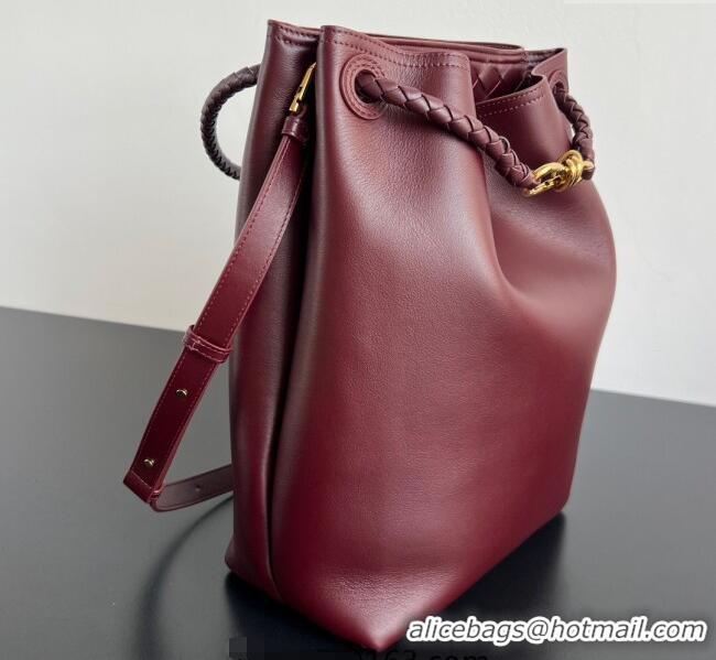 Best Price Bottega Veneta Andiamo Bucket Bag in Calf Leather 844169 Barolo Red 2025