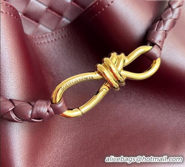 Best Price Bottega Veneta Andiamo Bucket Bag in Calf Leather 844169 Barolo Red 2025