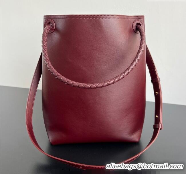 Best Price Bottega Veneta Andiamo Bucket Bag in Calf Leather 844169 Barolo Red 2025