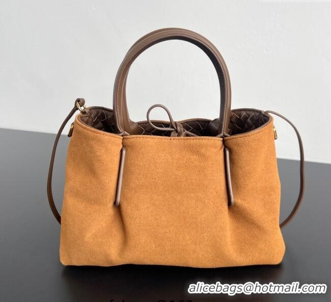 Grade Quality Bottega Veneta Small Pinacoteca Tote Bag in Intrecciato Leather and Suede 819004 Nocciola Brown/Amber Yell