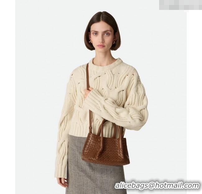 Grade Quality Bottega Veneta Small Pinacoteca Tote Bag in Intrecciato Leather and Suede 819004 Nocciola Brown/Amber Yell
