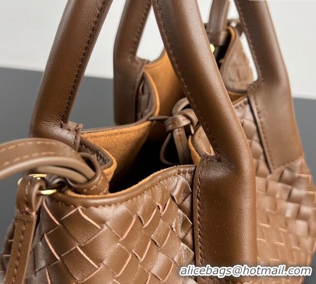 Grade Quality Bottega Veneta Small Pinacoteca Tote Bag in Intrecciato Leather and Suede 819004 Nocciola Brown/Amber Yell