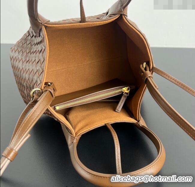 Grade Quality Bottega Veneta Small Pinacoteca Tote Bag in Intrecciato Leather and Suede 819004 Nocciola Brown/Amber Yell