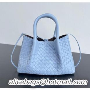 Market Sells Bottega Veneta Small Pinacoteca Tote Bag in Intrecciato Leather and Suede 819004 Lunar Blue/Fondant Brown 2