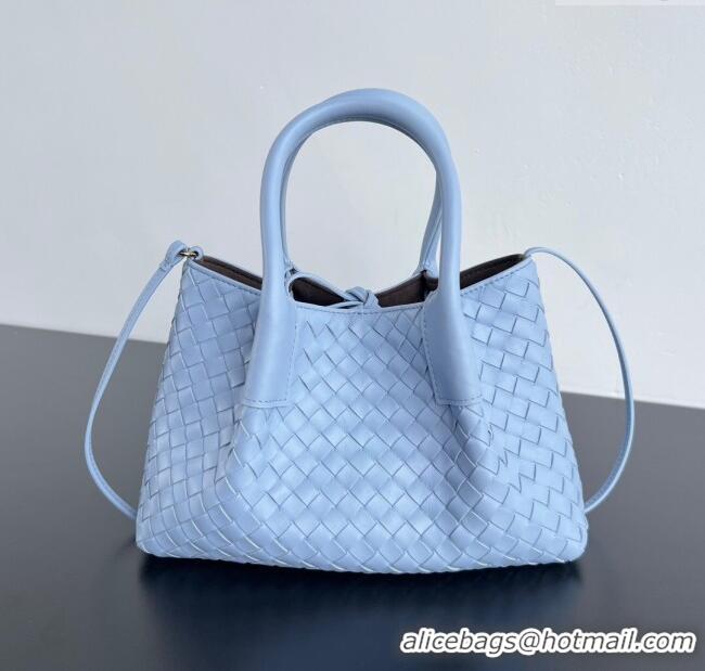 Market Sells Bottega Veneta Small Pinacoteca Tote Bag in Intrecciato Leather and Suede 819004 Lunar Blue/Fondant Brown 2