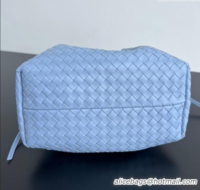 Market Sells Bottega Veneta Small Pinacoteca Tote Bag in Intrecciato Leather and Suede 819004 Lunar Blue/Fondant Brown 2