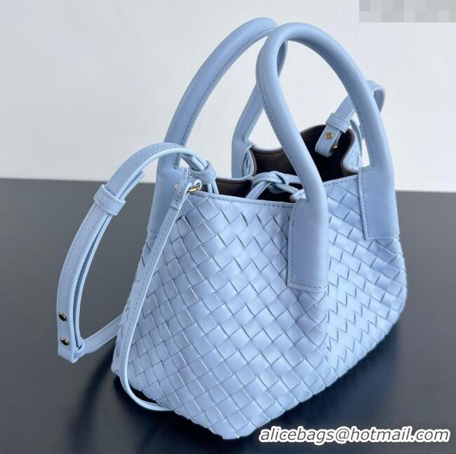 Market Sells Bottega Veneta Small Pinacoteca Tote Bag in Intrecciato Leather and Suede 819004 Lunar Blue/Fondant Brown 2