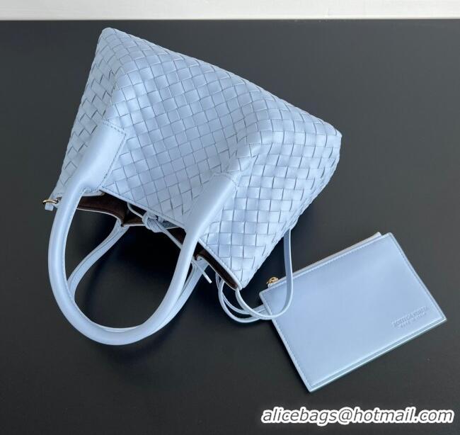 Market Sells Bottega Veneta Small Pinacoteca Tote Bag in Intrecciato Leather and Suede 819004 Lunar Blue/Fondant Brown 2