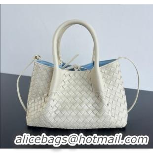 New Cheap Bottega Veneta Small Pinacoteca Tote Bag in Intrecciato Leather and Suede 819004 Sea Salt/Ice Blue 2025