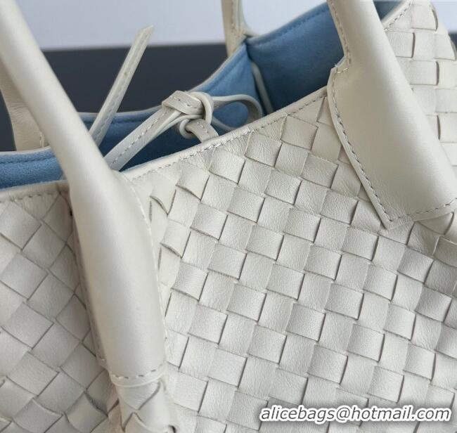 New Cheap Bottega Veneta Small Pinacoteca Tote Bag in Intrecciato Leather and Suede 819004 Sea Salt/Ice Blue 2025