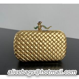 Spot Bulk Bottega Veneta Knot Bag in Intrecciato Leather with Flower Clasp 826183 Gold 2025