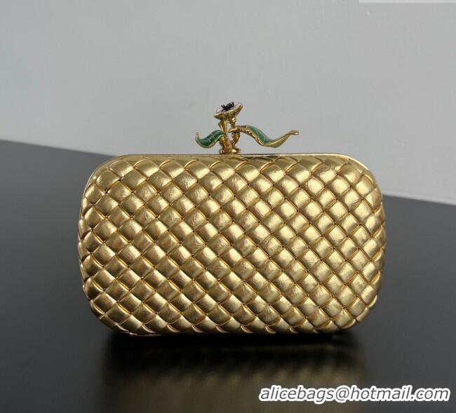 Spot Bulk Bottega Veneta Knot Bag in Intrecciato Leather with Flower Clasp 826183 Gold 2025
