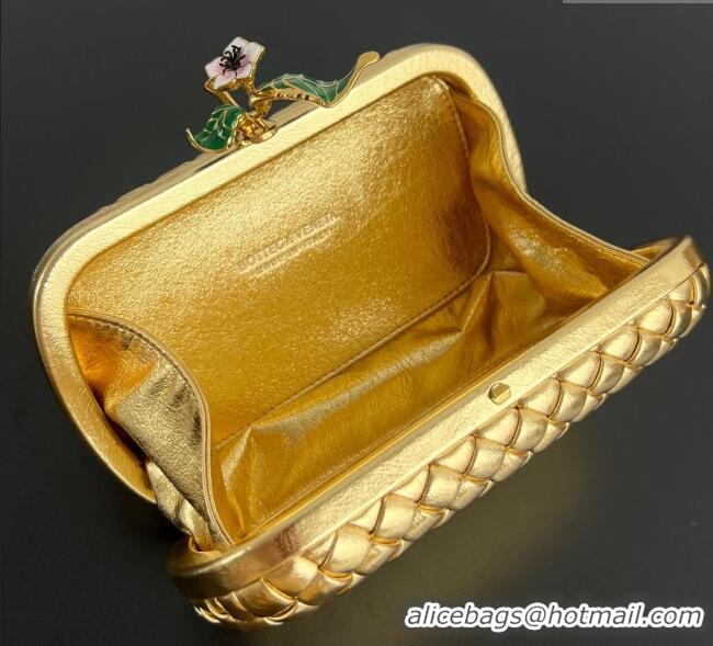 Spot Bulk Bottega Veneta Knot Bag in Intrecciato Leather with Flower Clasp 826183 Gold 2025