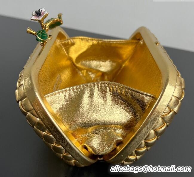 Spot Bulk Bottega Veneta Knot Bag in Intrecciato Leather with Flower Clasp 826183 Gold 2025