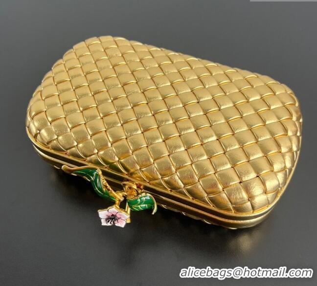 Spot Bulk Bottega Veneta Knot Bag in Intrecciato Leather with Flower Clasp 826183 Gold 2025