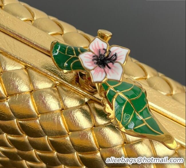 Spot Bulk Bottega Veneta Knot Bag in Intrecciato Leather with Flower Clasp 826183 Gold 2025