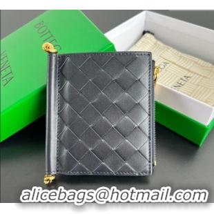 Pretty Style Bottega Veneta Solstice Small Bi-Fold Wallet in Intrecciato Leather 788055 Blue 2025