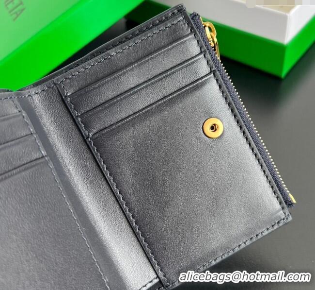 Pretty Style Bottega Veneta Solstice Small Bi-Fold Wallet in Intrecciato Leather 788055 Blue 2025