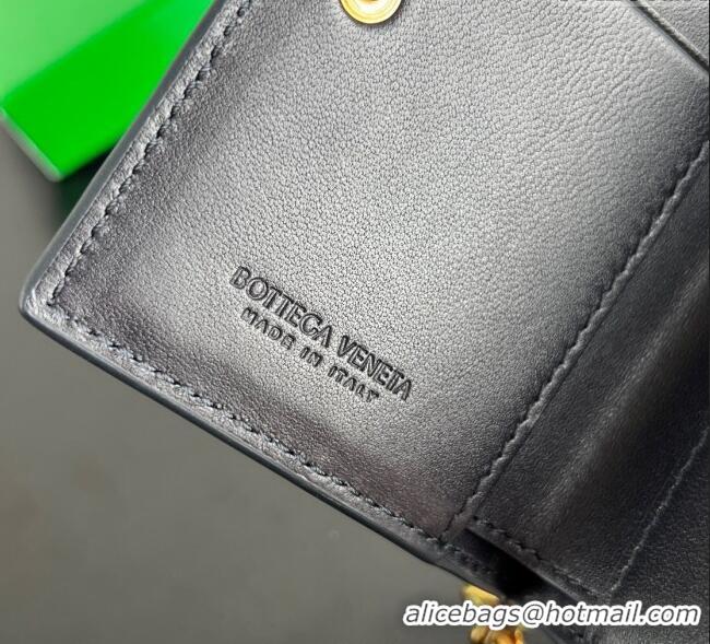 Pretty Style Bottega Veneta Solstice Small Bi-Fold Wallet in Intrecciato Leather 788055 Blue 2025