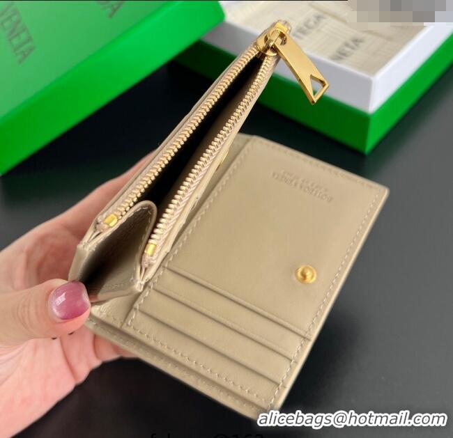 Original Cheap Bottega Veneta Solstice Small Bi-Fold Wallet in Intrecciato Leather 788055 Beige 2025