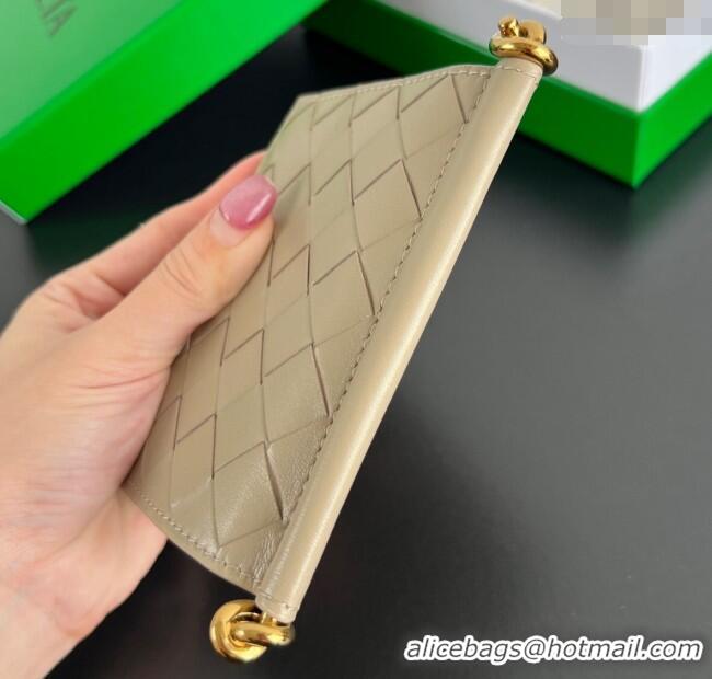 Original Cheap Bottega Veneta Solstice Small Bi-Fold Wallet in Intrecciato Leather 788055 Beige 2025