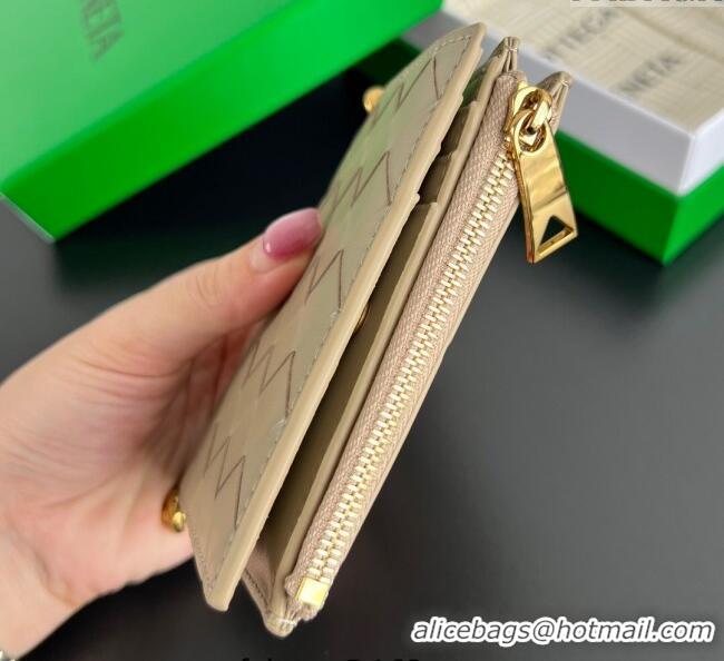 Original Cheap Bottega Veneta Solstice Small Bi-Fold Wallet in Intrecciato Leather 788055 Beige 2025
