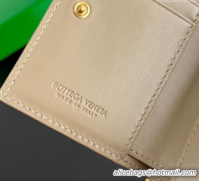 Original Cheap Bottega Veneta Solstice Small Bi-Fold Wallet in Intrecciato Leather 788055 Beige 2025