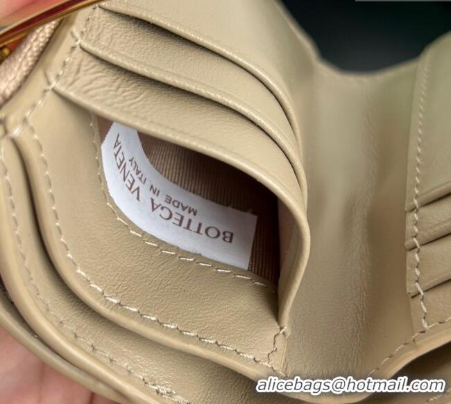 Original Cheap Bottega Veneta Solstice Small Bi-Fold Wallet in Intrecciato Leather 788055 Beige 2025