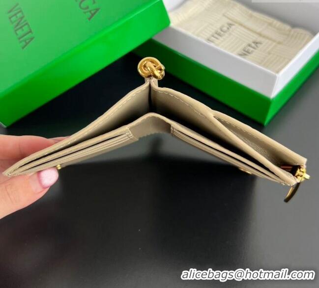 Original Cheap Bottega Veneta Solstice Small Bi-Fold Wallet in Intrecciato Leather 788055 Beige 2025