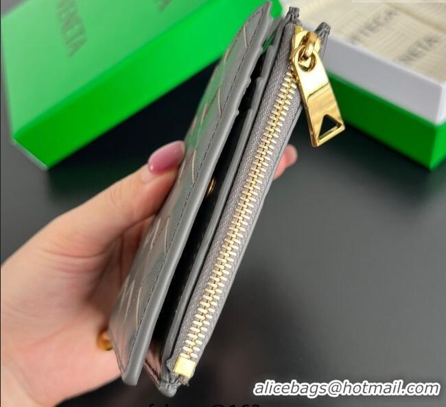 Top Grade Bottega Veneta Solstice Small Bi-Fold Wallet in Intrecciato Leather 788055 Grey 2025