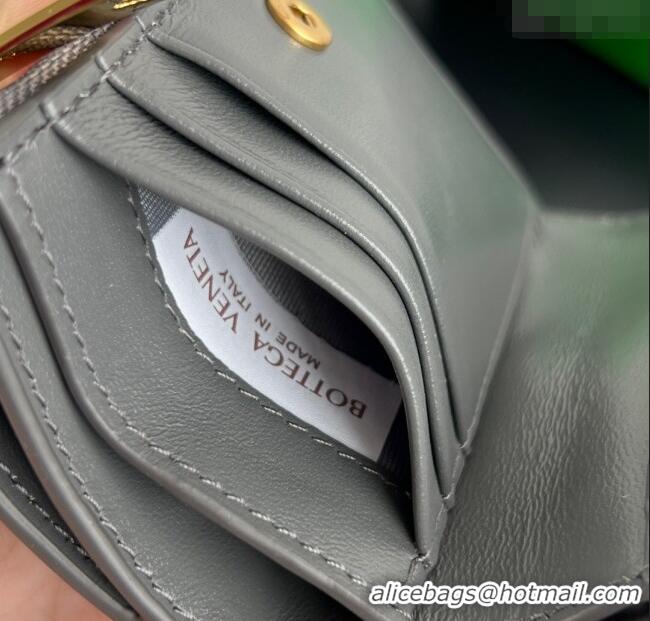 Top Grade Bottega Veneta Solstice Small Bi-Fold Wallet in Intrecciato Leather 788055 Grey 2025