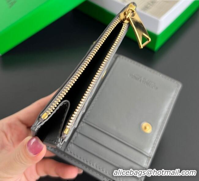 Top Grade Bottega Veneta Solstice Small Bi-Fold Wallet in Intrecciato Leather 788055 Grey 2025