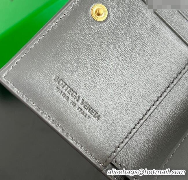 Top Grade Bottega Veneta Solstice Small Bi-Fold Wallet in Intrecciato Leather 788055 Grey 2025