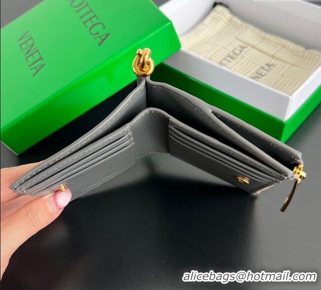 Top Grade Bottega Veneta Solstice Small Bi-Fold Wallet in Intrecciato Leather 788055 Grey 2025