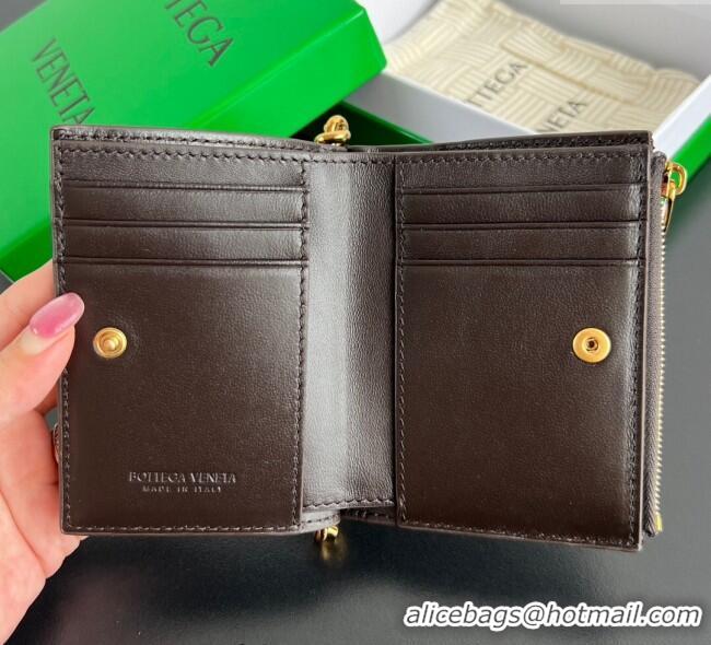 Top Design Bottega Veneta Solstice Small Bi-Fold Wallet in Intrecciato Leather 788055 Fondant Brown 2025