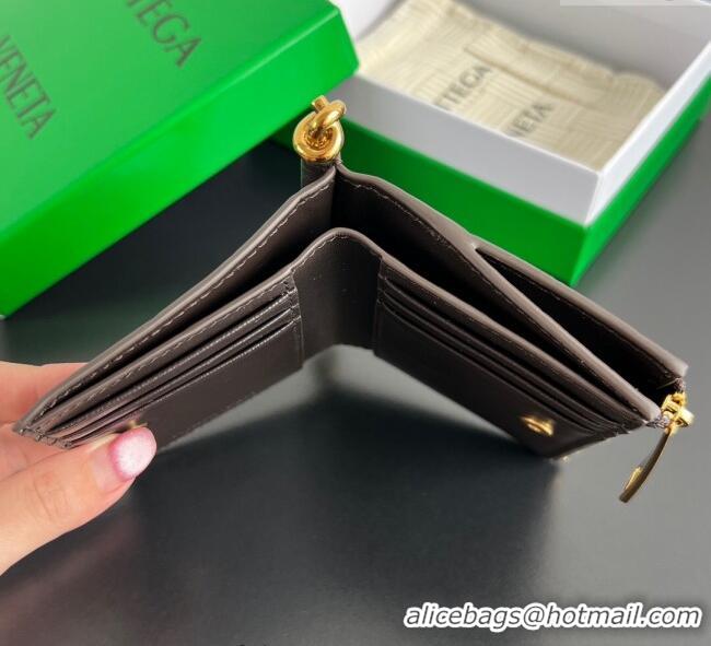 Top Design Bottega Veneta Solstice Small Bi-Fold Wallet in Intrecciato Leather 788055 Fondant Brown 2025