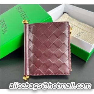 Best Product Bottega Veneta Solstice Small Bi-Fold Wallet in Intrecciato Leather 788055 Barolo Red 2025
