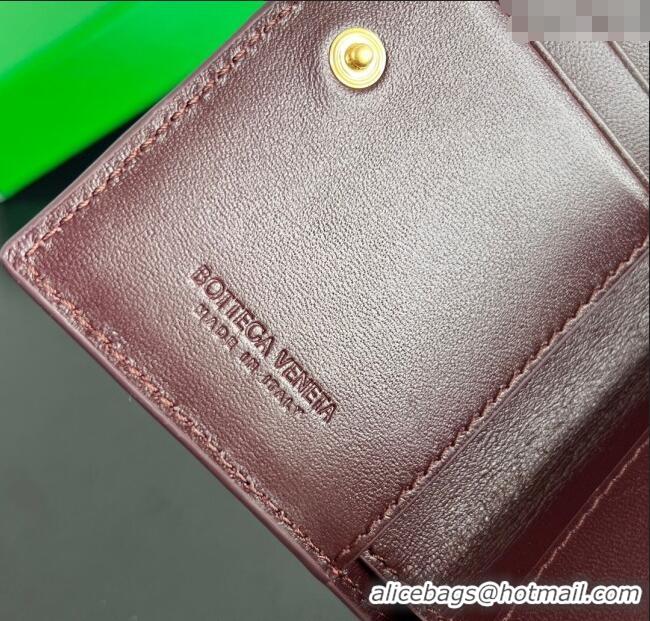 Best Product Bottega Veneta Solstice Small Bi-Fold Wallet in Intrecciato Leather 788055 Barolo Red 2025