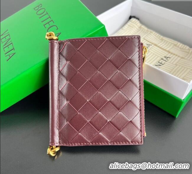 Best Product Bottega Veneta Solstice Small Bi-Fold Wallet in Intrecciato Leather 788055 Barolo Red 2025