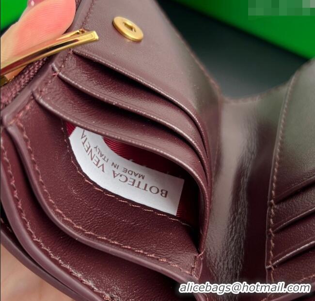 Best Product Bottega Veneta Solstice Small Bi-Fold Wallet in Intrecciato Leather 788055 Barolo Red 2025
