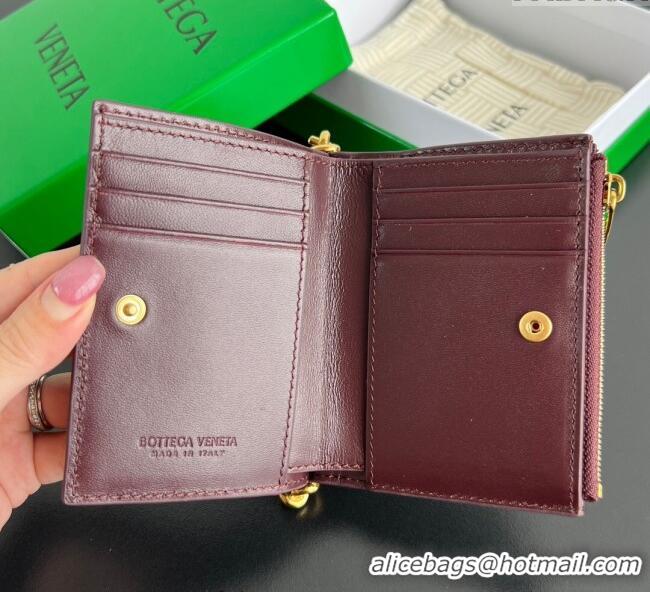 Best Product Bottega Veneta Solstice Small Bi-Fold Wallet in Intrecciato Leather 788055 Barolo Red 2025